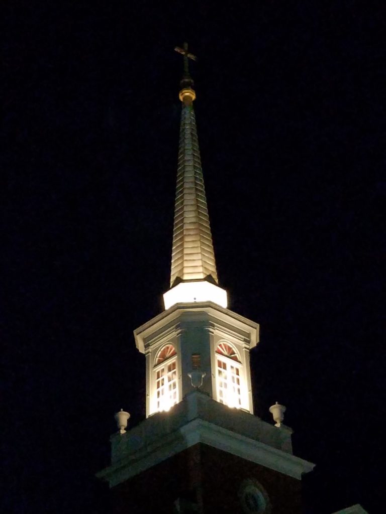 New LED lights for cupola and spire at First Reformed United Church of Christ